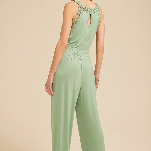 NWT! Maurices Versatile Jumpsuit with Crochet Trim SOFT GREEN SIZE: SMALL - Picture 7 of 8